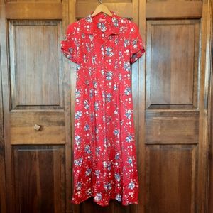 White Stag Red Floral Midi Dress